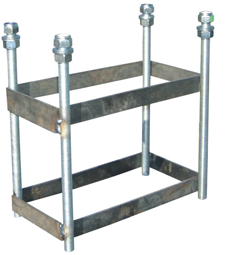 juego canastas minibasket (2 unidades),  galvanizadas, monotubo 114 mm, fijas con base de anclaje (sin tableros, aros, redes).