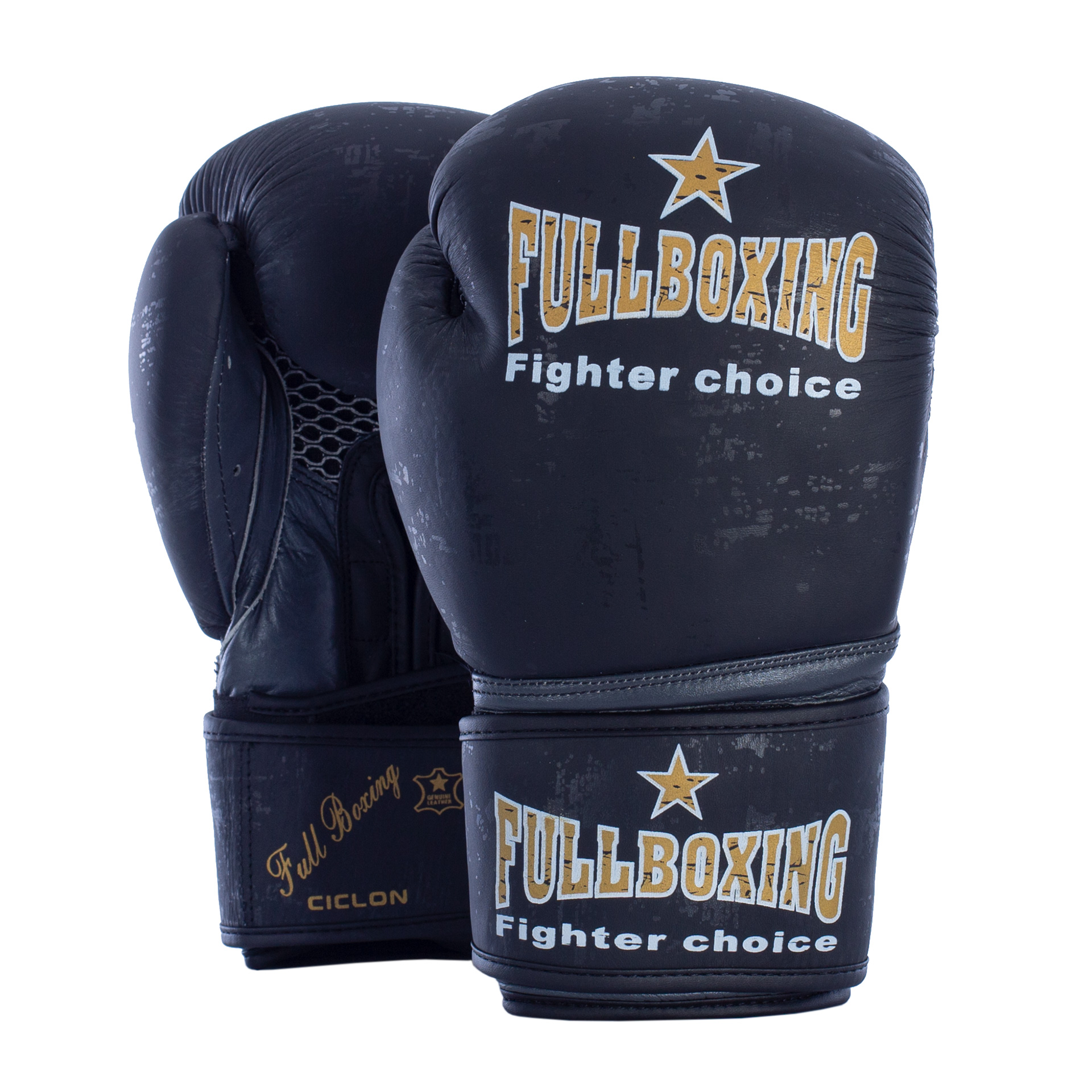 par de guantes boxeo fullboxing piel natural ciclón negro