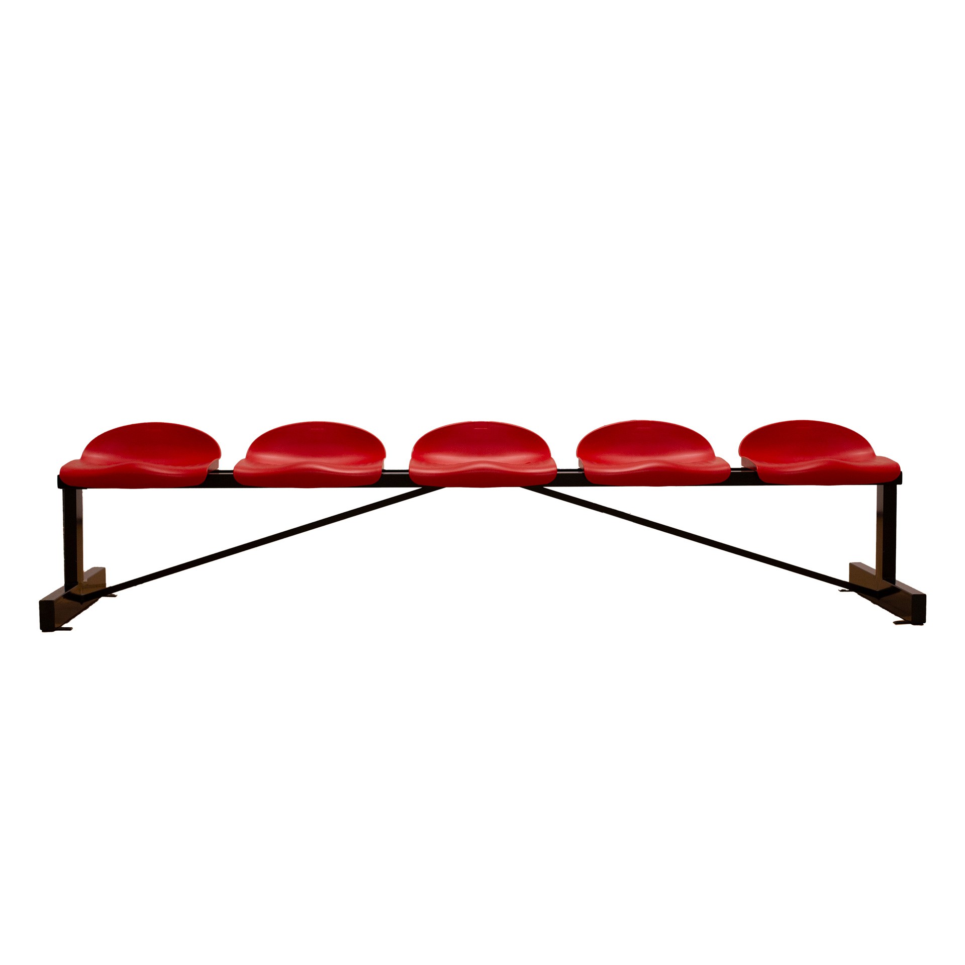 banco metálico con asientos rojo pvc -5 plazas- 1