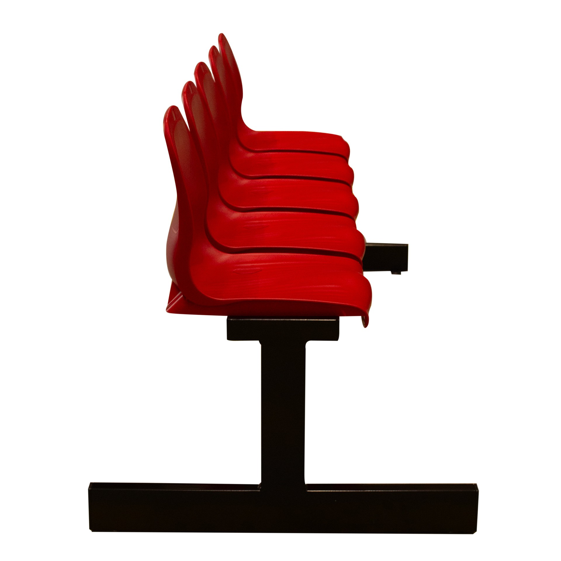 banco metálico new con asiento rojo pvc -5 plazas- 2