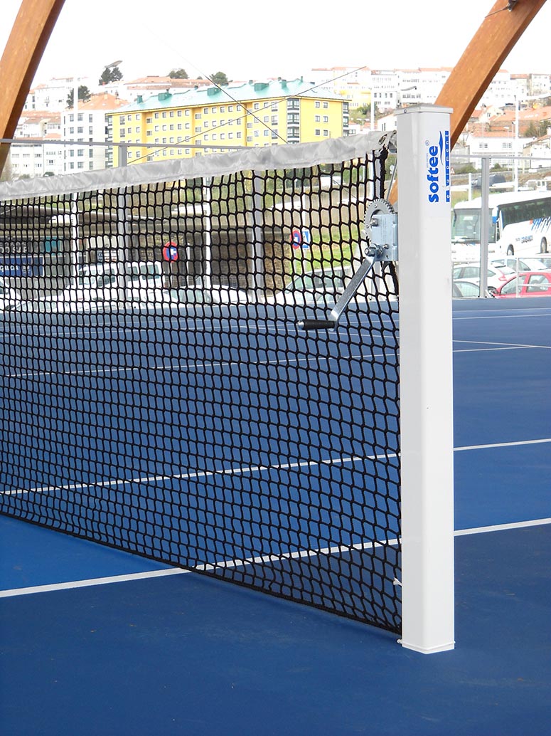 juego postes tenis fijos aluminio seccion  cuadrada 80 x 80 mm 2