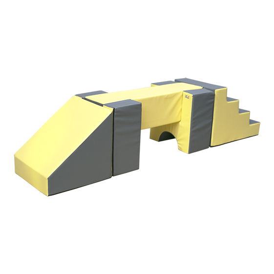 set figuras nº4 (escalera, 2 asientos, rectangulo y rampa) 60 cm amarillo gris