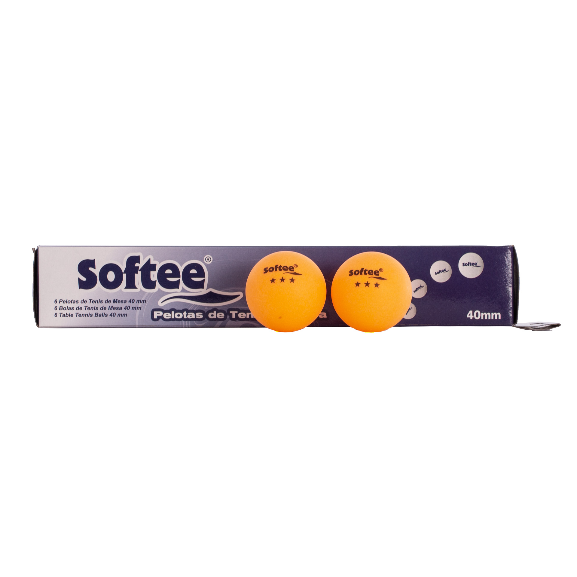 caja 6uds pelotas tenis de mesa 40mm softee naranja