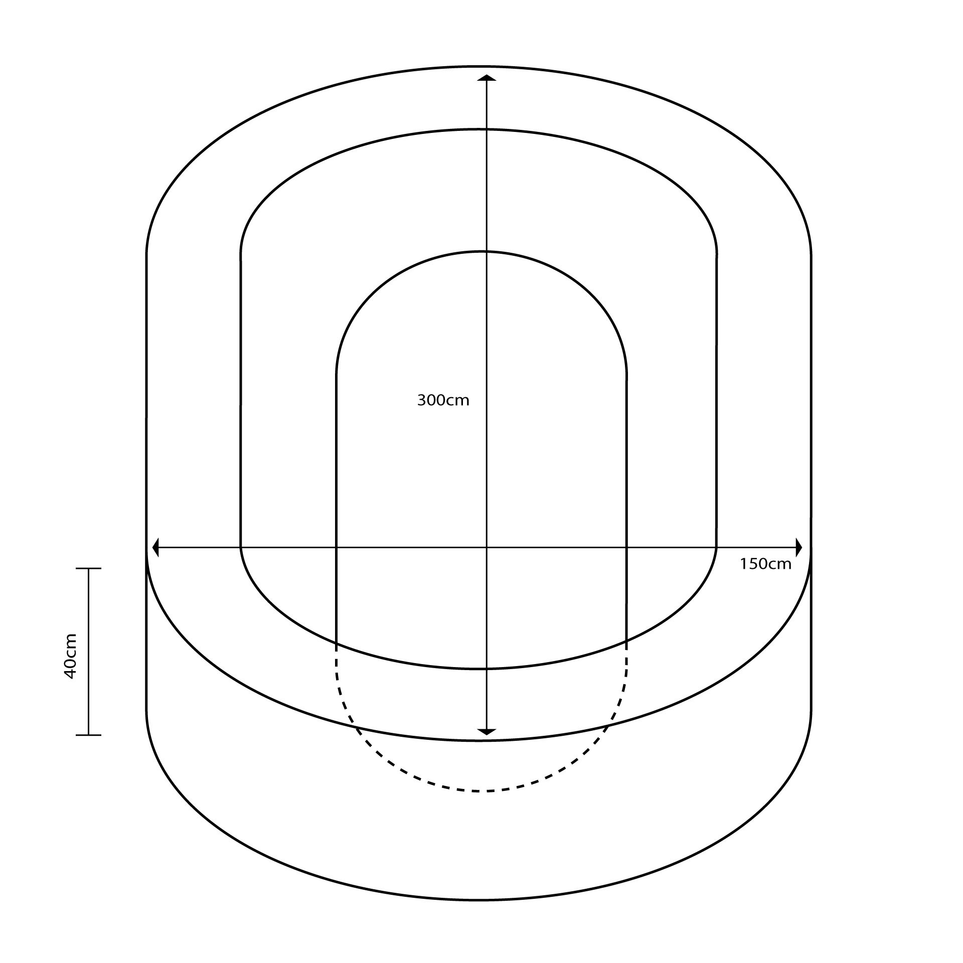 piscina ovalada llenado pelotas, 300 x 150 x 40 cm alto x 15 cm ancho 1