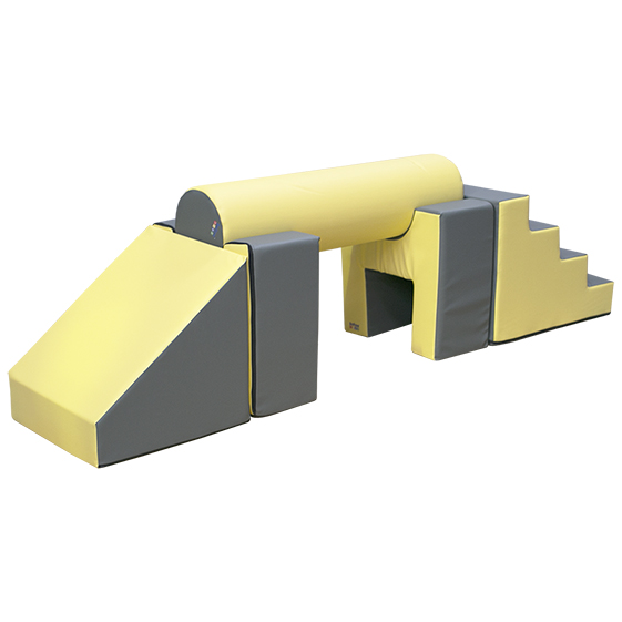 set figuras nº5 (escalera, 2 asientos, cilindro y rampa) amarillo gris