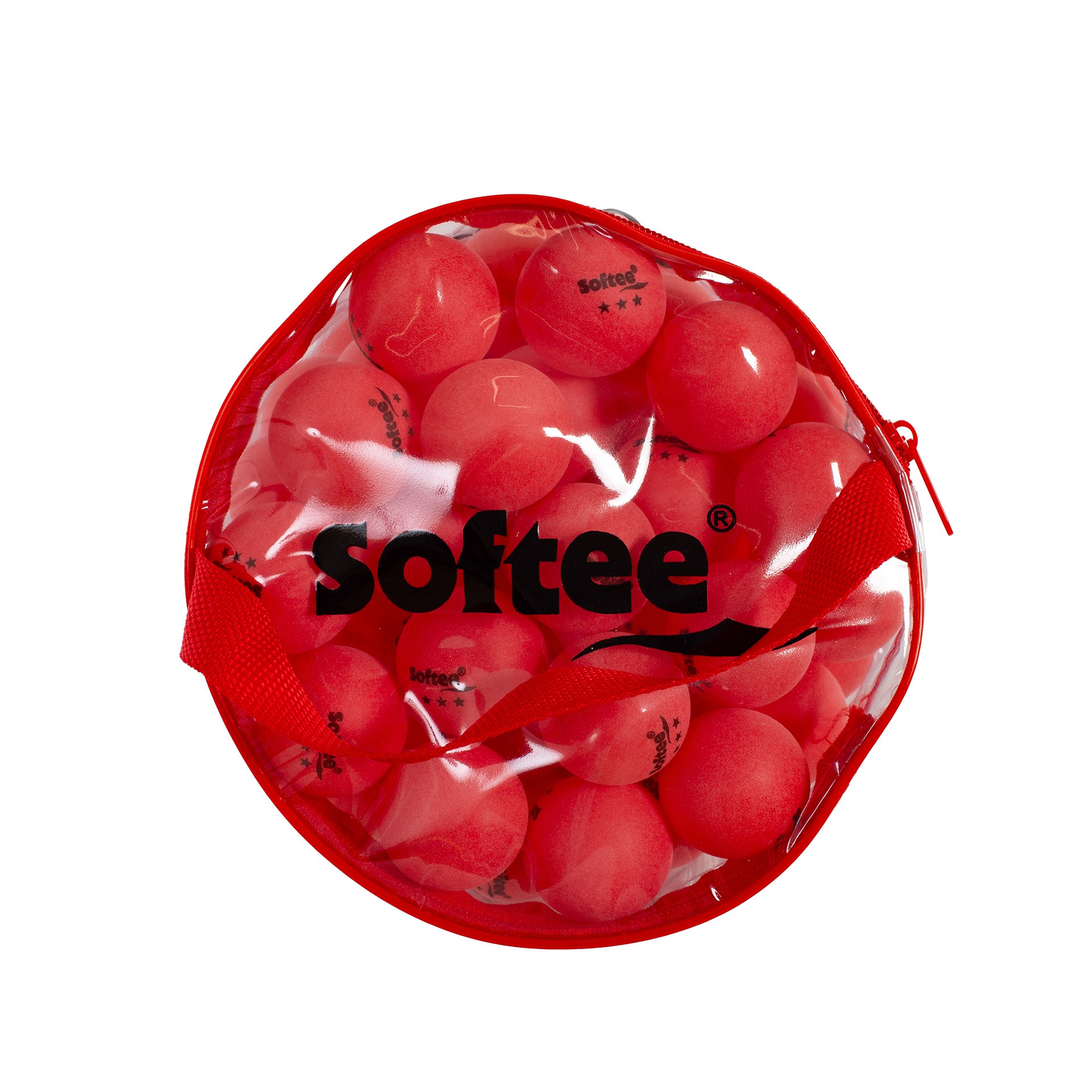 bolsa 100 pelotas pp tenis de mesa softee rojo 1